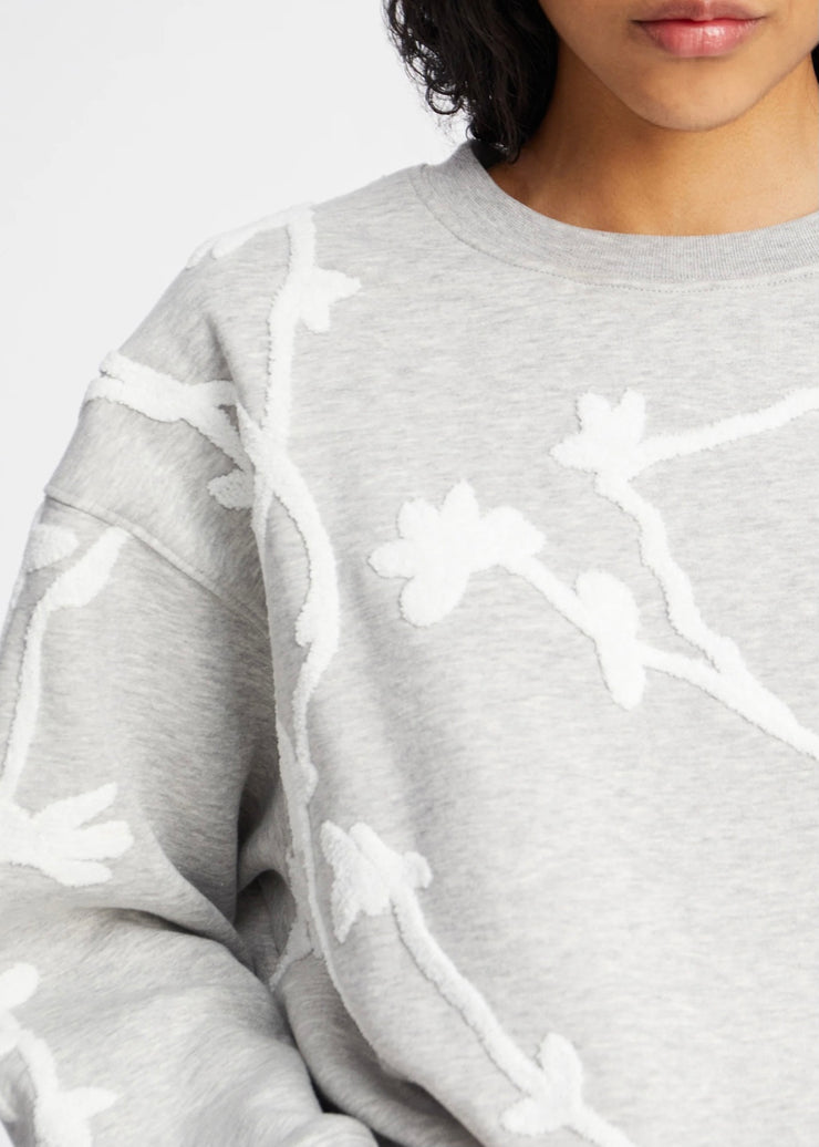 MUNTHE GREY SWEATSHIRT WITH FLORAL DETAIL