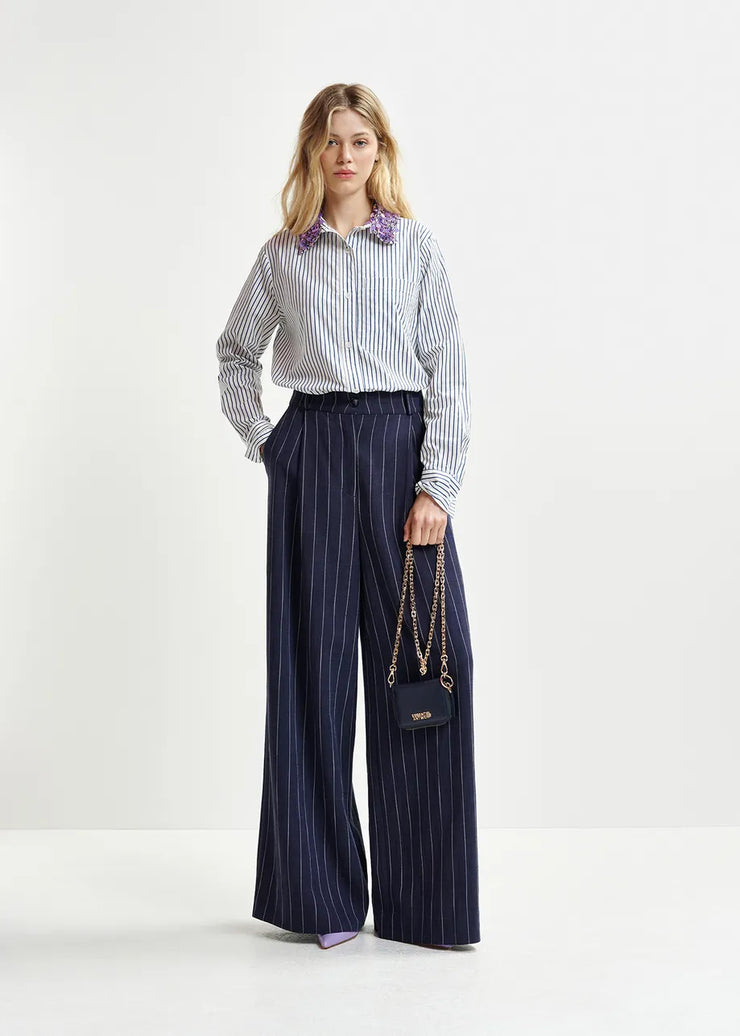 ESSENTIEL ANTWERP WIDE-LEG STRIPE TROUSERS