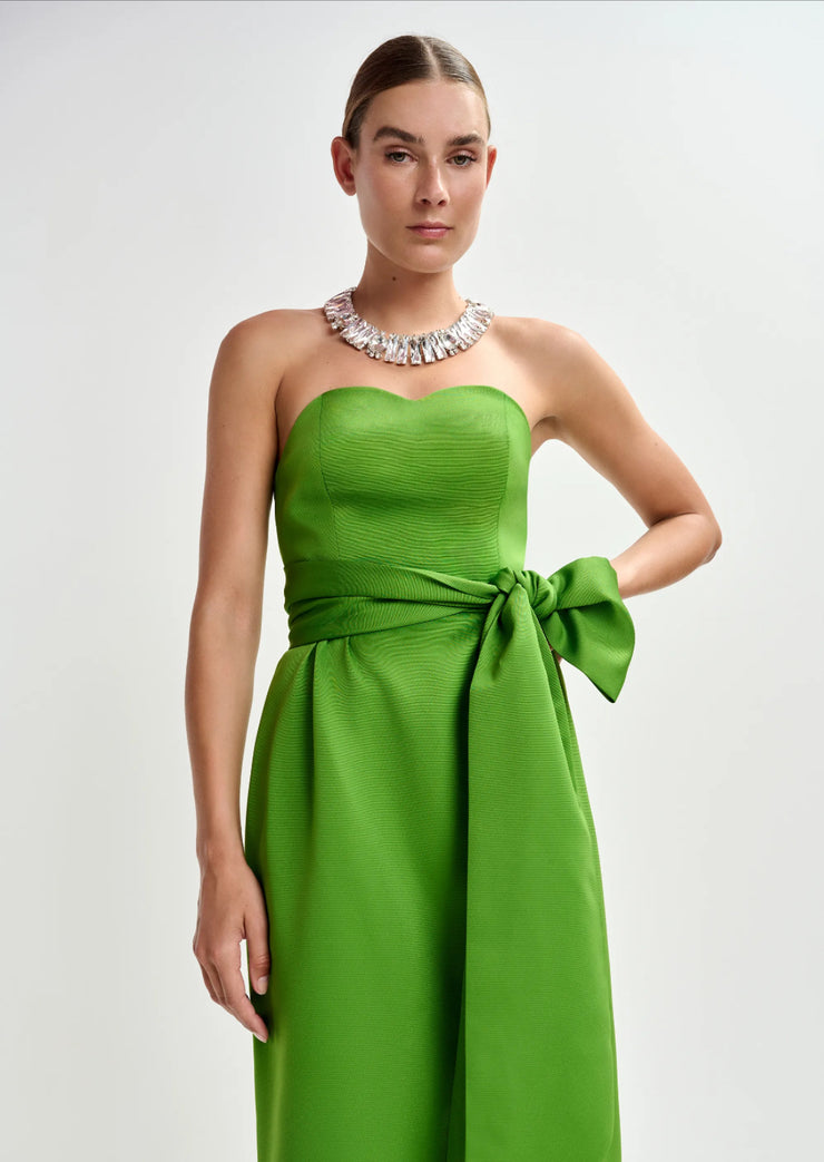 ESSENTIEL ANTWERP GREEN STRAPLESS MIDI DRESS WITH WRAP BELT  Gallery 9