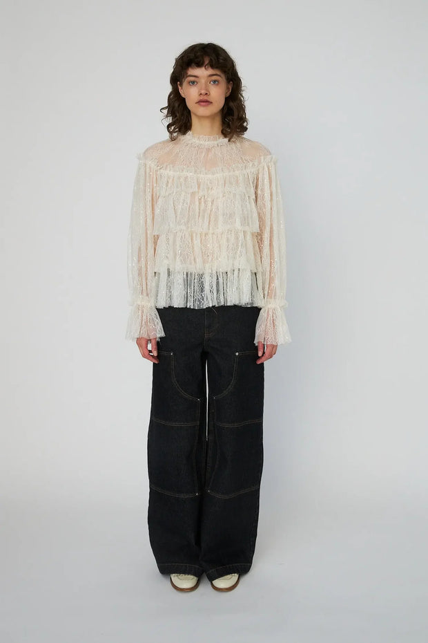 STELLA NOVA SHEER FRILL LACE BLOUSE
