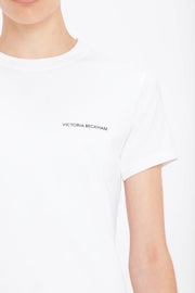 VICTORIA BECKHAM SHRUNKEN LOGO T SHIRT - WHITE