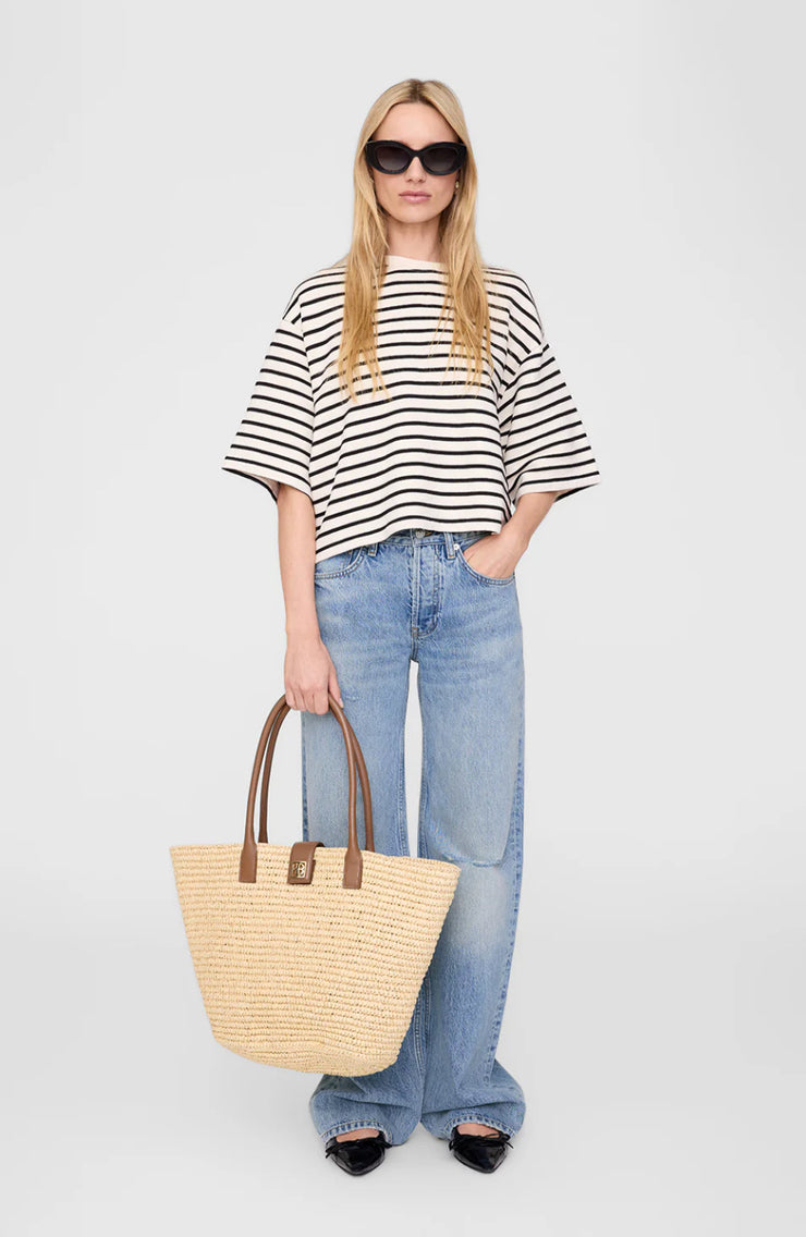 ANINE BING STRIPED CROPPED TEE