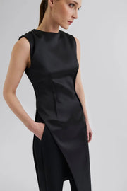 MALINA DRAPED LONG SATIN TOP