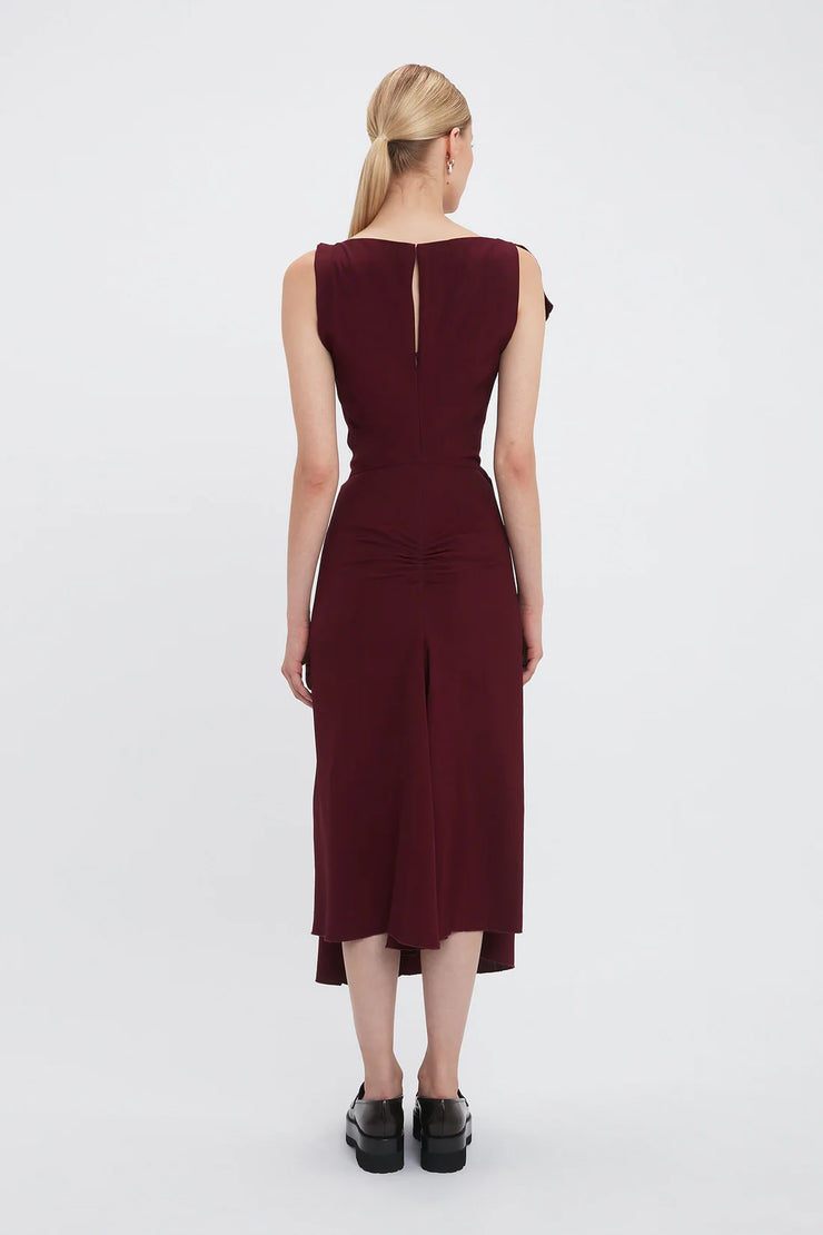 VICTORIA BECKHAM DECONSTRUCTED MIDI DRESS - PORT