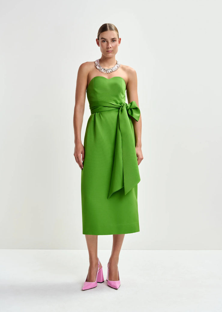 ESSENTIEL ANTWERP GREEN STRAPLESS MIDI DRESS WITH WRAP BELT – Gallery 9