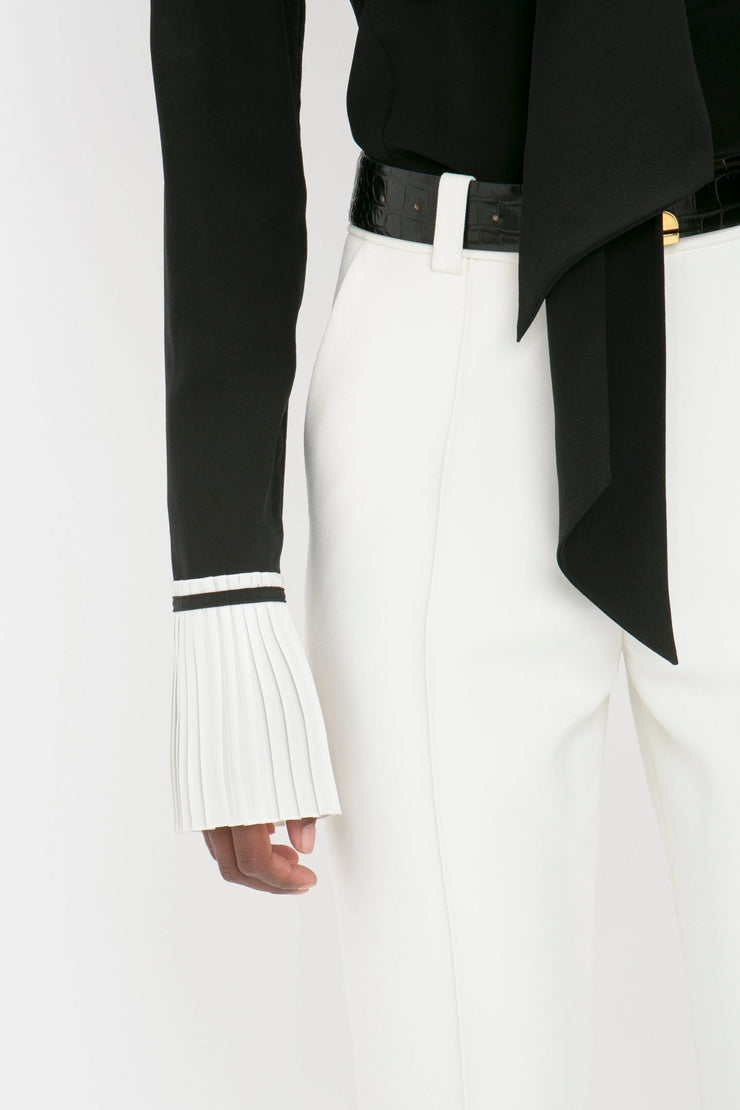 VICTORIA BECKHAM CROPPED KICK IVORY TROUSERS