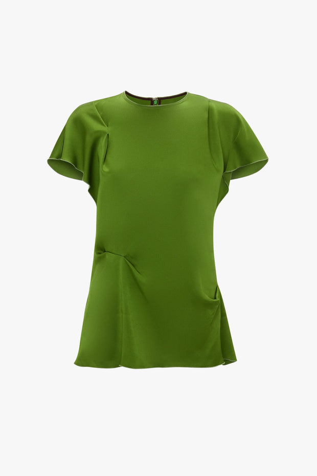 VICTORIA BECKHAM DRAPED PLEAT DETAIL TOP - ALGAE