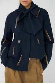 STELLA NOVA EMBROIDERED BOW SHIRT - NAVY