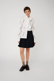 STELLA NOVA EMBROIDERED BOW SHIRT - WHITE