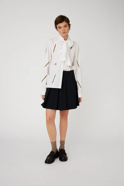 STELLA NOVA EMBROIDERED BOW SHIRT - WHITE