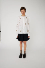 STELLA NOVA EMBROIDERED BOW SHIRT - WHITE