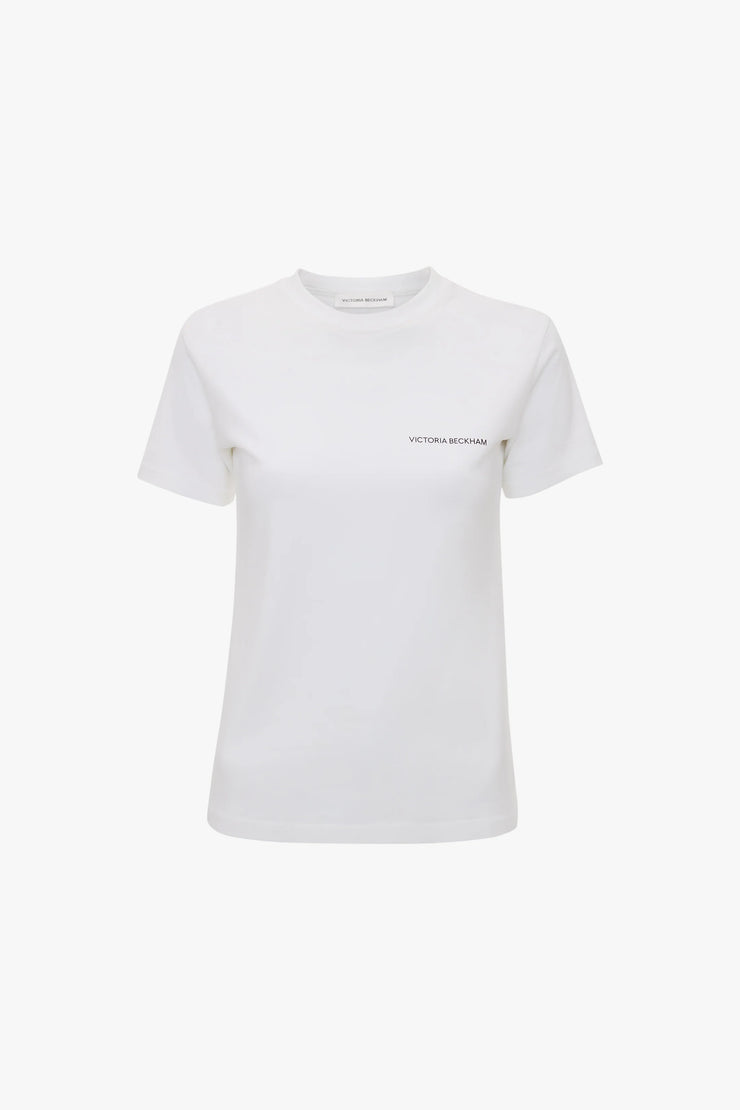 VICTORIA BECKHAM SHRUNKEN LOGO T SHIRT - WHITE