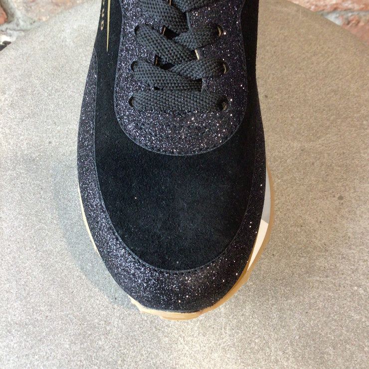 GHOUD SUEDE BLACK & GOLD GLITTER TRAINERS