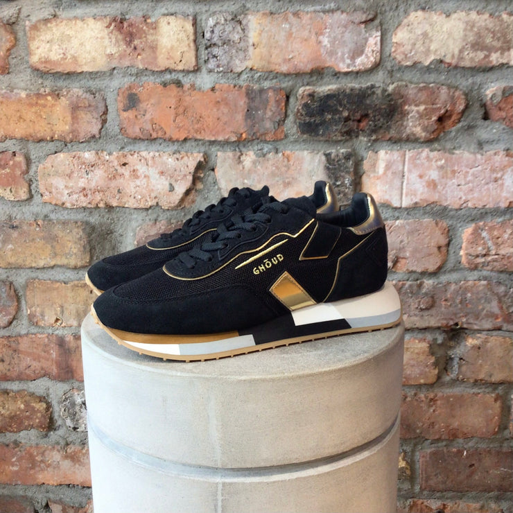 GHOUD BLACK & GOLD MESH TRAINERS